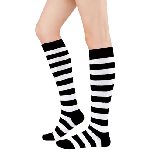 Image of Century Star Knee High Socks for Women Long Tube Socks with Stripes