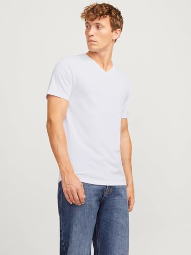JACK & JONES Herren T-Shirt 3er-Pack – Einfarbig – V-Ausschnitt, Regular Fit – Baumwollmix, bequem & pflegeleicht – Größe: XXL – Farbe: Weiß – Ansicht 6