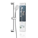 SCHÜTTE 64830 Napoli Stangenbrauseset, Brausestange mit Duschkopf, Duschbrause, Brausegarnitur mit Handbrause, Duschstange mit Brause, 4 Strahlarten, Duschset, Chrom