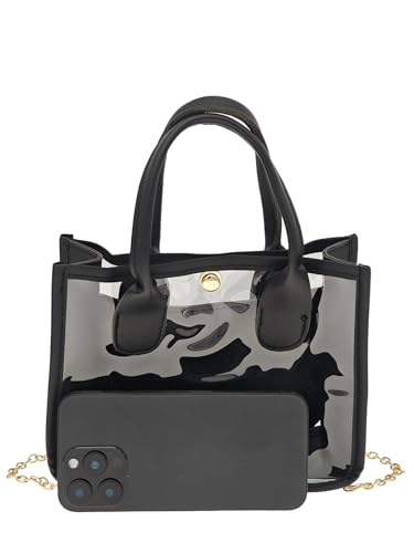 Women's Transparent PVC Shoulder Handbag Chain Crossbody Bags Clutch Purses Casual Bag 7