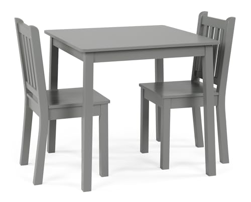 Image of Humble Crew Toddler Table and Chair Set for Kids, Wood Activity Furniture | Sturdy 3 piece playroom or bedroom desk, perfect size for crafts, snacks, homework, and learning, includes 2 matching seats