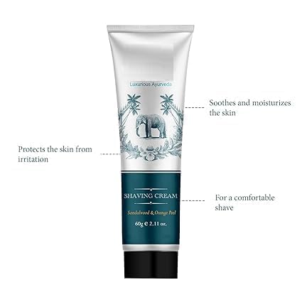 DT Sandalwood & Orange Peel Shaving Cream for Men Ayurvedic and Natural Shaving Cream For Smooth Razor Glide 60 g