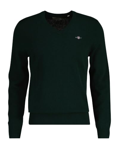 Pull GANT laine d'agneau col en V vert tartan pour un look chic au bureau en taille M