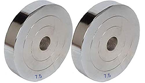Image of Gyming World (7.5 kg x 2 = 15 kg) Steel Weight Plates | 28 mm Hole Dumbbell & Barbell Plates | Solid Metal Gym Weights for Home Workout & Strength Training Equipment