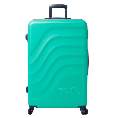 TOTTO - Maleta Rígida Grande, Modelo Bazy, 51.8 x 78.8 x 30 cm, Capacidad 120 L, Resistencia a Impactos, Ruedas 360º, Manija Telescópica, Correas de Compresión Internas, Candado TSA, Color Turquesa