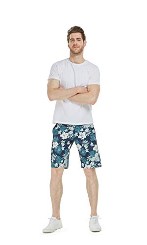 Men's Spandex Hawaiian Beach Board Shorts with Zipped Pocket in Flamingo Party3