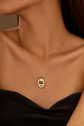 Gold Knot Pendant Necklace for Women Gold Statement Geometric Necklace Dainty Link Choker Necklace Trendy Jewelry Accessories3