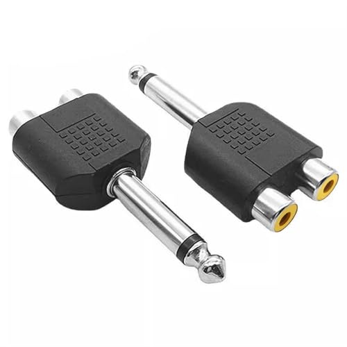 Conector Jack 6.5mm Macho a 2 RCA Hembra Adaptador Audio 5 Unidades 2