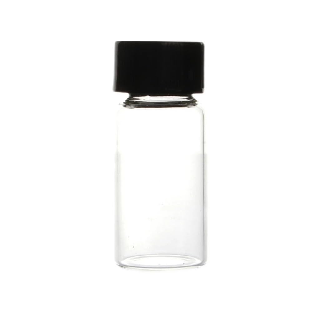 Cristalería de Laboratorio Lote de 20 unidades de 3 ml, 5 ml, 10 ml, 15 ml, 20 ml, 30 ml, 40 ml y 50 ml (transparente/marrón), frasco de reactivo con tapa de plástico y tapón de rosca.(20ml clear)