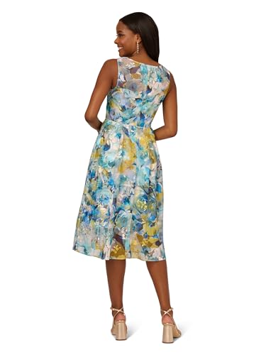 Image of Adrianna Papell Women's Floral Printed Veiled Dress