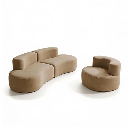 Coco Living | Pack Lounge Design | Ensemble Canapé 3 Places + Fauteuil 1 Place | Style Organique Moderne | Mobilier d’Intérieur Haut de Gamme | Idéal pour...