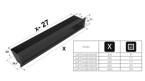 Grille de ventilation LUFT 6x40 blanc Slim encastrable pour hotte - 6
