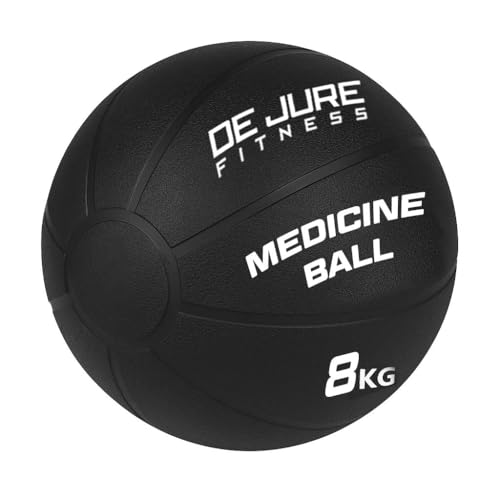 Image of DE JURE FITNESS Medicine Ball | Rubber Exercise Ball with Textured Grip | Full Body Workout Ball for Core Strength, Balance, Functional Training | Upper & Lower Body Home Gym Equipment - 8 KG