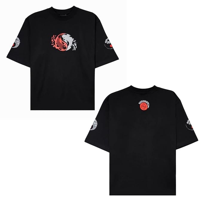 Buy NOSWARD Unisex Oversized Black T-Shirt | Yin-Yang Koi Fish