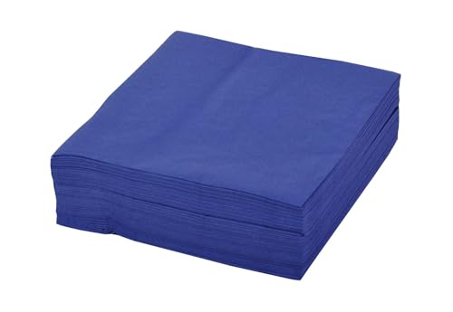 Home Ideas 50er-Pack Servietten 33cm 3-lagig 1/4 Falz Papierserviette Tischdeko Papiertuch, Farbe:blau