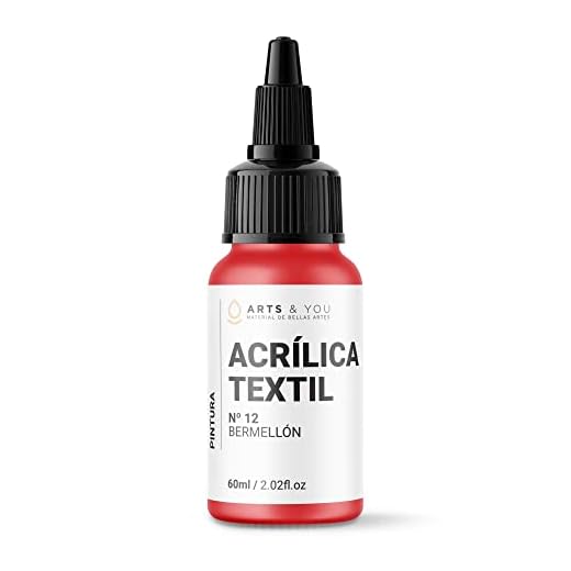 Arts & You Pintura Acrílica Textil 60ml Ideal para pintar Ropa y Tejidos | Pintura Fluida para manualidades en tela | Adhesión en Tejidos muy duradera (12 Bermellón)