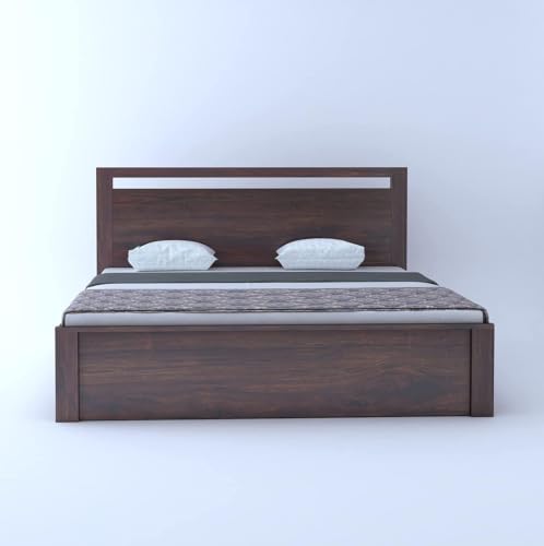 Image of FurnitureSolid Sheesham Wood Jaipur Queen Size Bed with Box Storage WoodenBed for Bedroom Solid Wood Queen Box Bed | Finish Color - Walnut, DIY