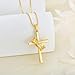 Vinoya Cross and Crown Necklace for Women 925 Sterling Silver Yellow Gold Plated Pendant Necklaces Rotatable Crown Cross Necklace Jewelry