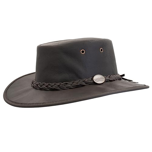 Chapeau Barmah en cuir de kangourou idéal pour le voyage outdoor et la randonnée bushcraft