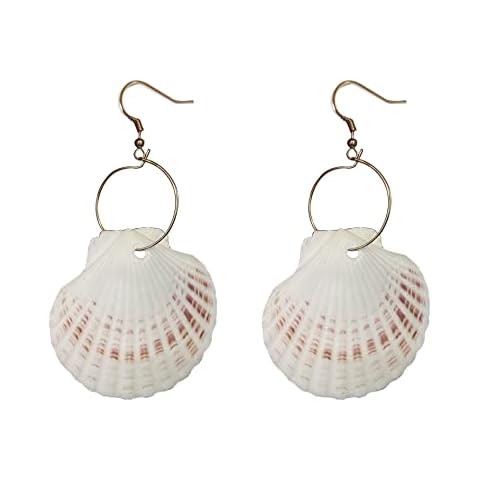 Natural White Scallop Shell Earrings for Womens Gifts Cover