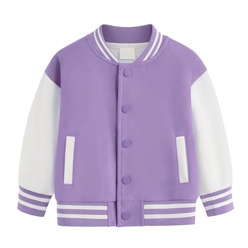Kids Baseball Jackets Boys Girls Fit Varsity Jacket Casual Lightweight Plain Button Cardigan Rain Coat Toddler Boy