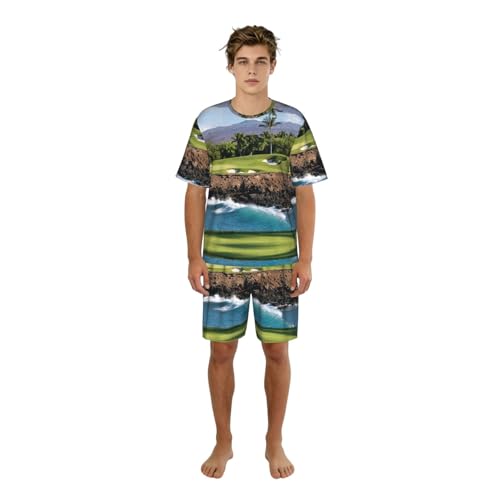 Pyjama d'été homme léger contre la chaleur nocturne avec short souple