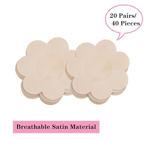40 Pieces Nipple Covers For Women Disposable No-Show Pasties Satin Breast Petals Stickers2