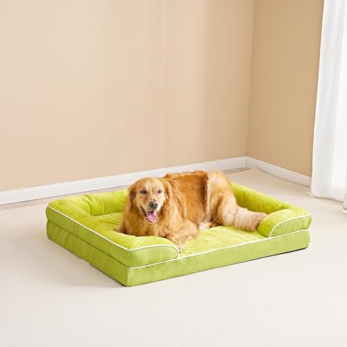 Image of Cutepups Orthopedic Dog Bed Comfortable Dog Mattress for Sleeping, Washable pet Bed for Dogs (Lemon Green, L)