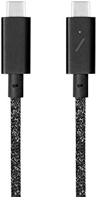 Native Union Type-C Belt Cable Pro - USB-C to USB-C - 2.4m Ultra-Strong Charging Cable with Leather Strap Compatible with MacBook Pro 2017-2022, Microsoft Surface Go, Google Pixel 7/7 Pro (Cosmos)