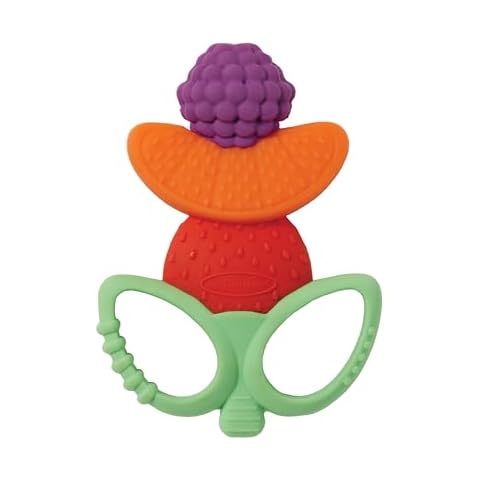 Infantino Lil' Nibbles Textured Silicone Teether -Sensory Exploration and Teething Relief with Easy to Hold Handles, Multicolor Fruit Kabob Cover