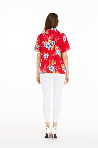 Image of Matchable Family Hawaiian Luau Men Women Girl Boy Clothes in Hibiscus Red