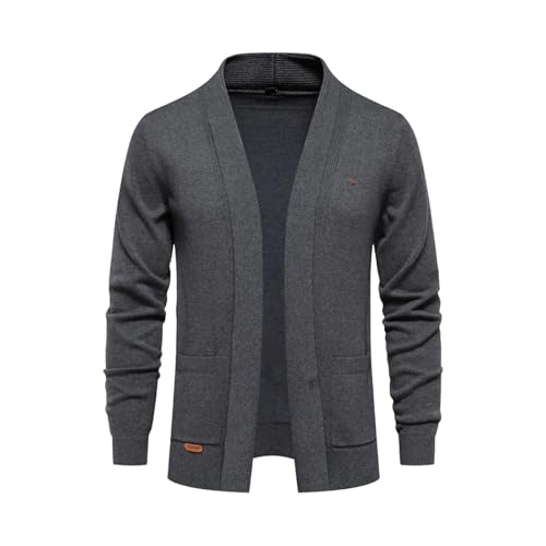 Men Cotton Solid Cardigan Sweater Fashion Turn Down Collar Knitted Sweaters