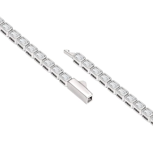 18K Yellow/White Gold Plated Silver Emerald shape Bracelet With 2.60-3.95 Carat TCW (D Color, VVS Clarity), 4 Prong/Bezel Setting Diamonds, Bracelet For Women, Gift For Her Comes With Gift Box2