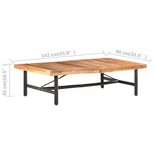 Table basse rectangulaire en acacia massif pour optimiser l'espace et le style du salon