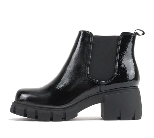 Image of Soda PIONEER ~ Women Lug Sole Mid Heel Chelsea Fashion Ankle Bootie w /Double Elastic Gore