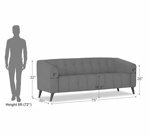 Image of Adorn India Mystic 3 Seater Sofa (Grey) (3 Year Warranty)
