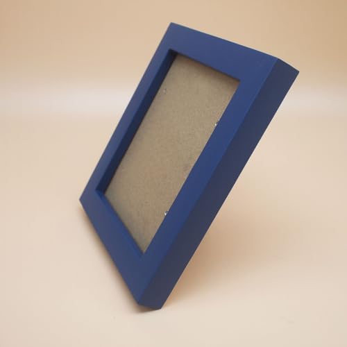 Image of 4x5 Picture Frames Blue Solid Wood Frame, Plastic Panel (Film Needs to be Removed) Table or Wall.Front Window Opening 3.8x4.8 inch.