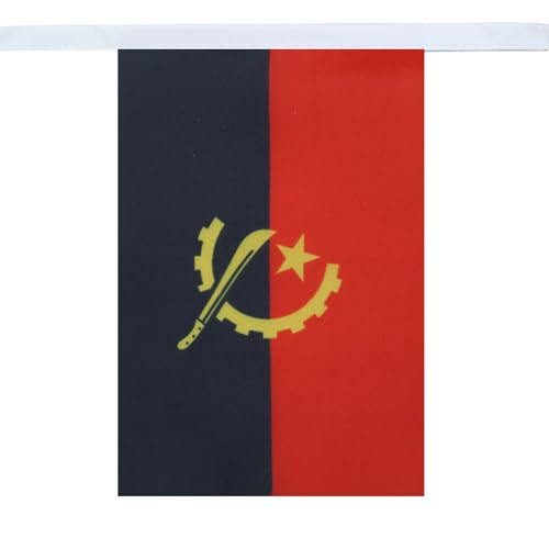 Image of AZ FLAG Angola 6 meters BUNTING Flag 20 flags 9'' x 6'' - Angolan STRING flags 15 x 21 cm