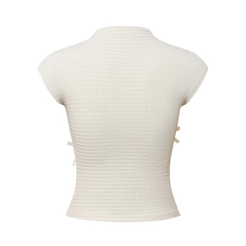 Girls' Mock Neck Sleeveless Top with Bow Embellishments Casual Blouse2