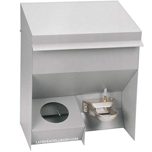 Suinga TOLVA COMEDERO y Bebedero para Perros. Chapa galvanizada. 20 litros. 46 x 33 x 57 cm, Gris