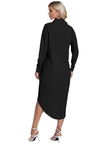 LYANER Women's Collar Button Long Sleeve Max Long Shirt Dress Cardigan Cover Ups2