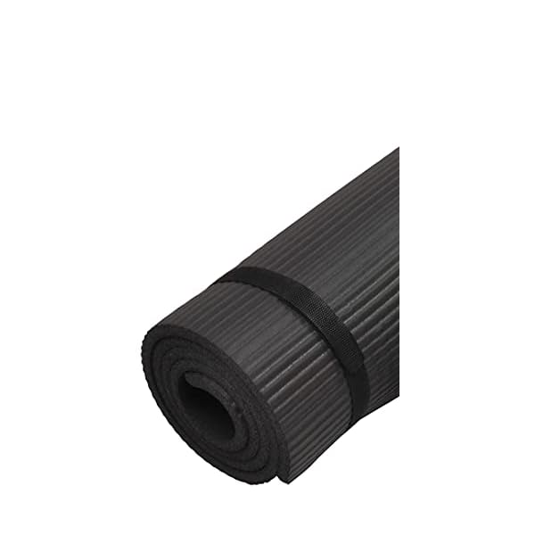 Everyday Essentials 1/2-Inch Extra Thick High Density Anti-Tear Exercise Yoga Mat with Knee Pad and Carrying Strap, Black