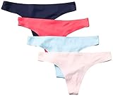 Amazon Essentials 4-Pack Seamless Bonded Stretch Thong Panty Underwear, Azul y Rosa, US L (EU L - XL)