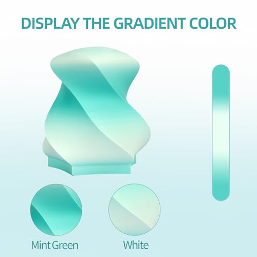 Image of ERYONE Matte Gradient Rainbow 3D Printer PLA Filament 1.75 + /- 0.03mm, HS Matte Multicolor High Speed Filament PLA 1KG(2.2LBS) Spool, Snowfield(MintGreen White)