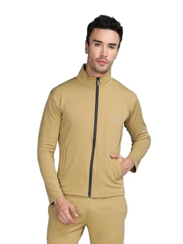 Image of CHKOKKO Men Polyester Winter Sports Gym Track Zipper Stylish Standard Length Jacket