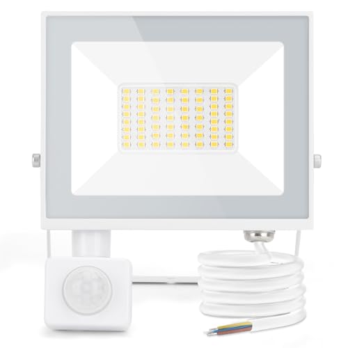 Aigostar 30W Foco LED con Sensor Movimiento PIR,2700LM Super Brillo Focos LED Exterior, IP65 Impermeable, Blanco Frío 6500K Luz de Seguridad para Jardín, Patio,Garaje, etc.