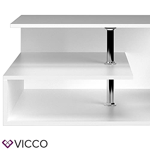 Vicco Couchtisch Sofatisch Wohnzimmertisch Basti weiß Kaffeetisch 3 Ablagen – Bild 7