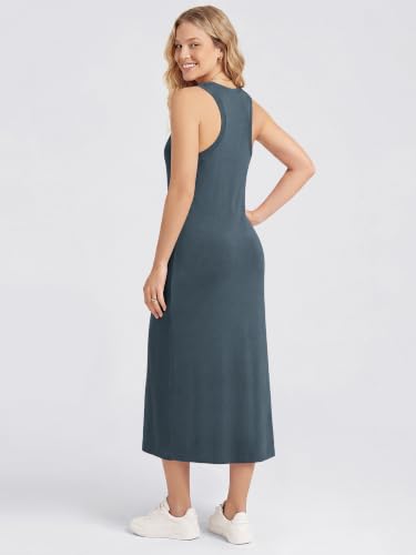 Image of ODODOS Modal Soft Front Split Midi Dress for Women, V Neck Sleeveless Casual Summer Tank Dress