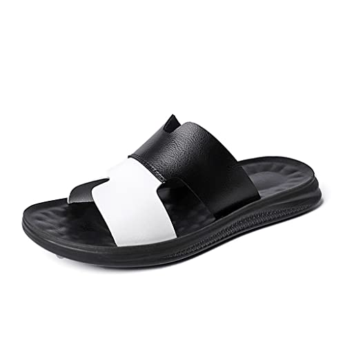 Slippers Men's Non-Slip Cool Outside Flip-Flops Breathable Thick-Soled Toe Sandals(D,44 Code)