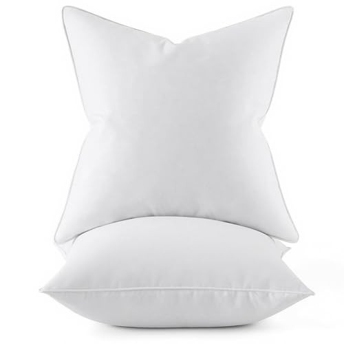 MIULEE 20x20 Pillow Inserts, Pack of 2 Down Feather Premium Throw Pillows with Cotton Fabric for Bed Couch Living Room Sofa